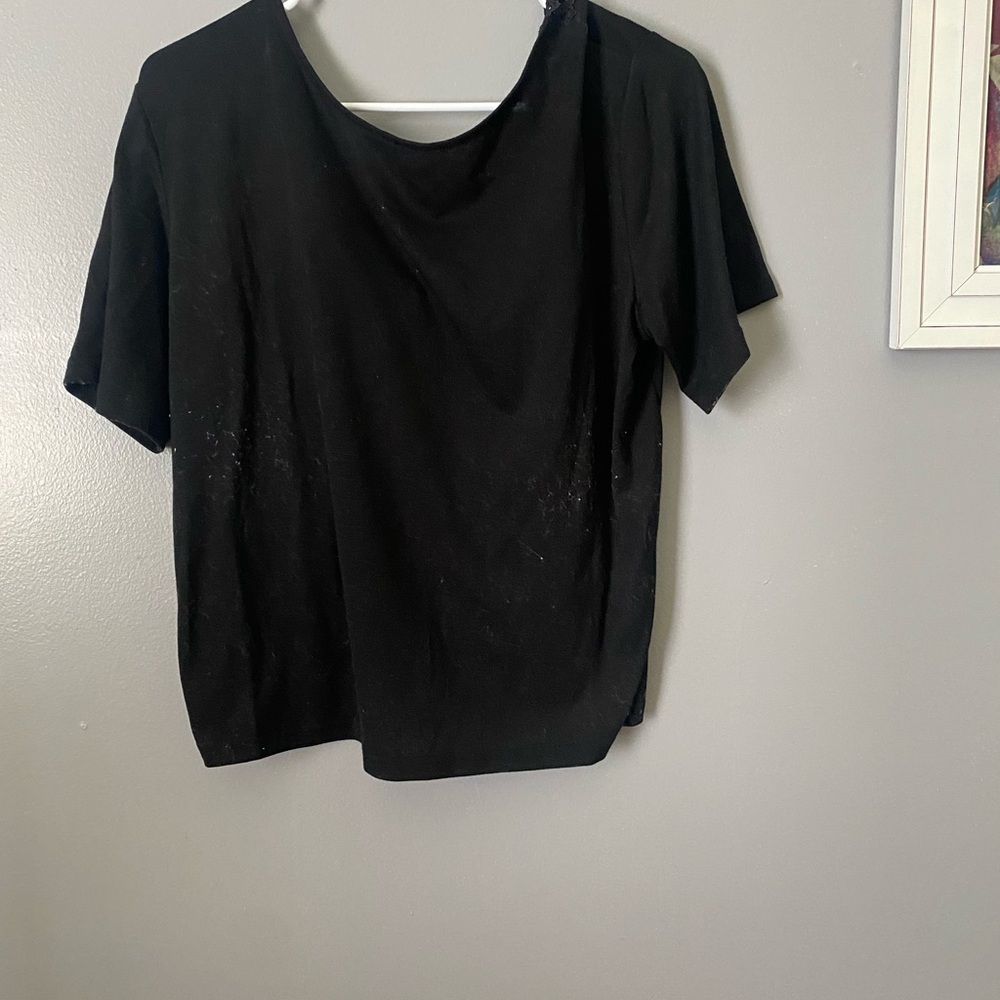 Black Open Back Lace Tee